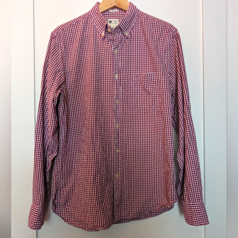 J. Crew Cotton Button-down, Red/White Check